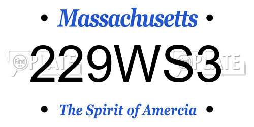 229WS3 Massachusetts License Plate
