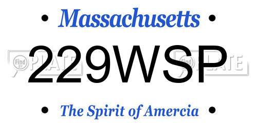 229WSP Massachusetts License Plate