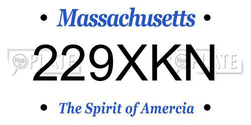 229XKN Massachusetts License Plate