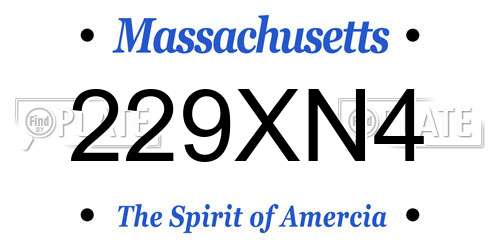 229XN4 Massachusetts License Plate