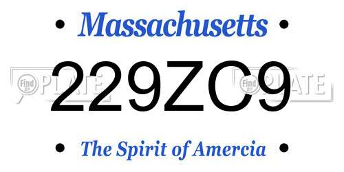 229ZC9 Massachusetts License Plate