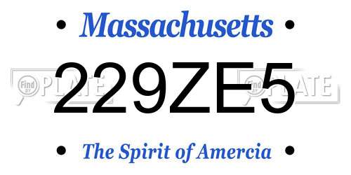 229ZE5 Massachusetts License Plate