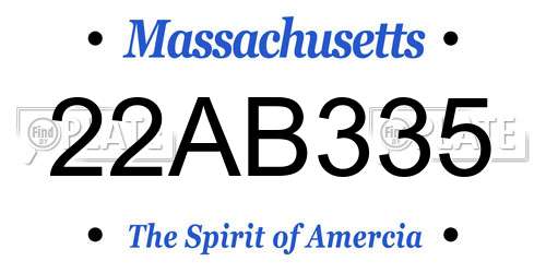 22AB335 Massachusetts License Plate