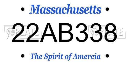22AB338 Massachusetts License Plate