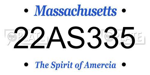 22AS335 Massachusetts License Plate