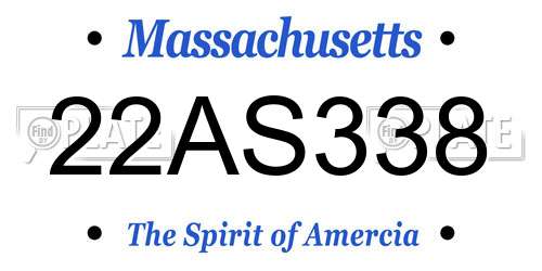 22AS338 Massachusetts License Plate