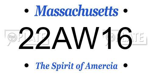 22AW16 Massachusetts License Plate