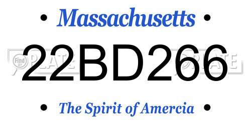 22BD266 Massachusetts License Plate