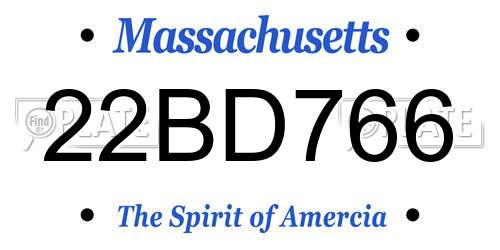 22BD766 Massachusetts License Plate