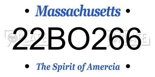 22BO266 Massachusetts License Plate