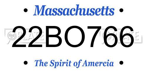 22BO766 Massachusetts License Plate