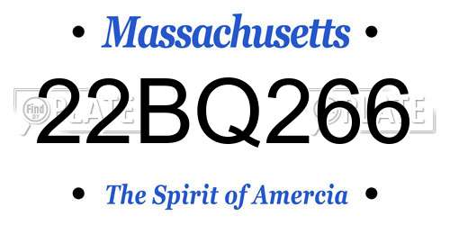 22BQ266 Massachusetts License Plate