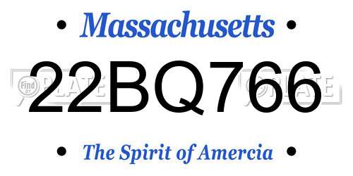 22BQ766 Massachusetts License Plate