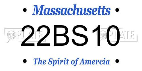 22BS10 Massachusetts License Plate