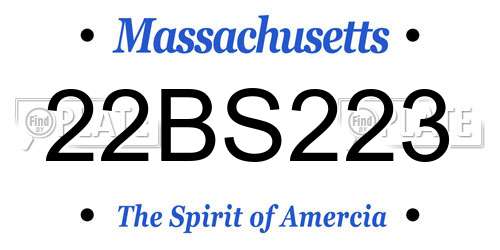 22BS223 Massachusetts License Plate