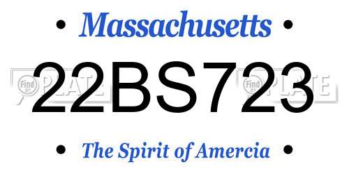 22BS723 Massachusetts License Plate