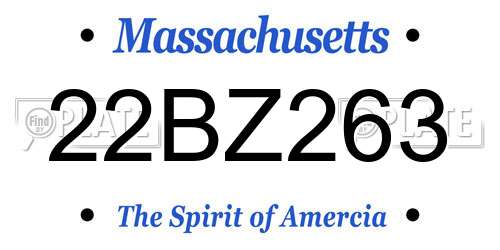 22BZ263 Massachusetts License Plate