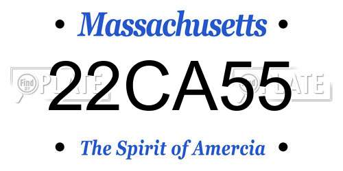 22CA55 Massachusetts License Plate