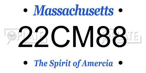 22CM88 Massachusetts License Plate