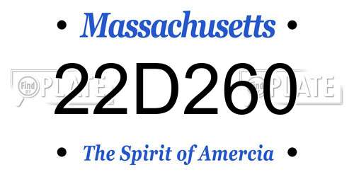 22D260 Massachusetts License Plate