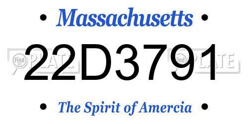 22D3791 Massachusetts License Plate