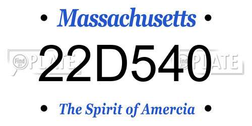 22D540 Massachusetts License Plate