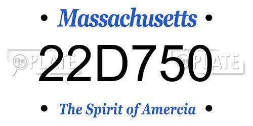 22D750 Massachusetts License Plate