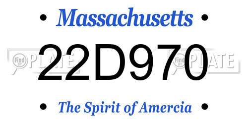 22D970 Massachusetts License Plate