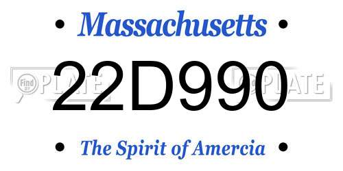 22D990 Massachusetts License Plate