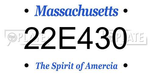 22E430 Massachusetts License Plate