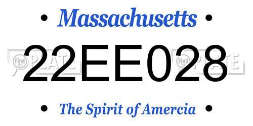 22EE028 Massachusetts License Plate