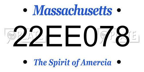 22EE078 Massachusetts License Plate