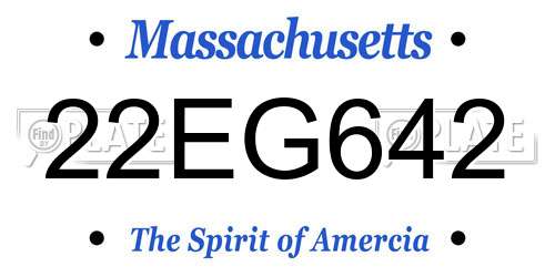 22EG642 Massachusetts License Plate