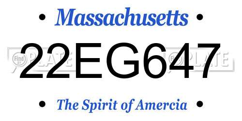 22EG647 Massachusetts License Plate