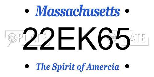 22EK65 Massachusetts License Plate