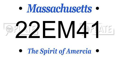 22EM41 Massachusetts License Plate