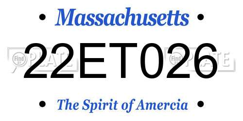 22ET026 Massachusetts License Plate