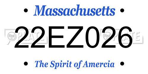 22EZ026 Massachusetts License Plate