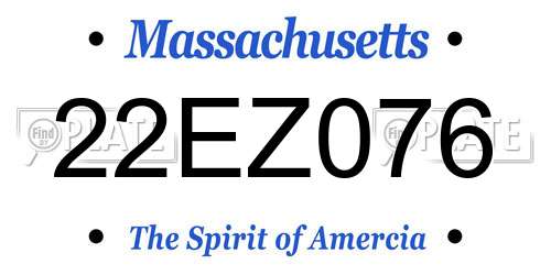 22EZ076 Massachusetts License Plate
