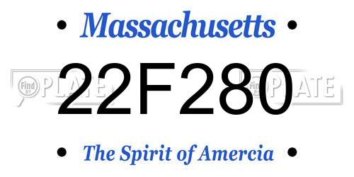 22F280 Massachusetts License Plate