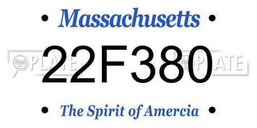 22F380 Massachusetts License Plate