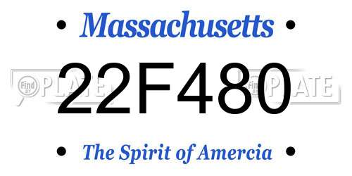 22F480 Massachusetts License Plate