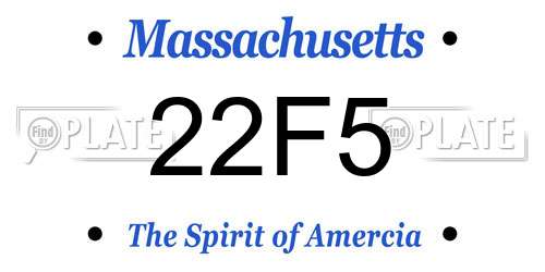 22F5 Massachusetts License Plate