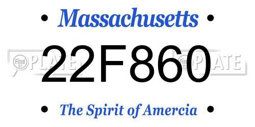 22F860 Massachusetts License Plate
