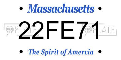 22FE71 Massachusetts License Plate