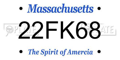 22FK68 Massachusetts License Plate