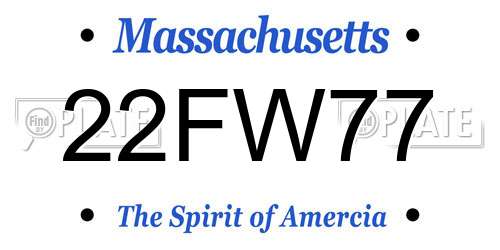 22FW77 Massachusetts License Plate