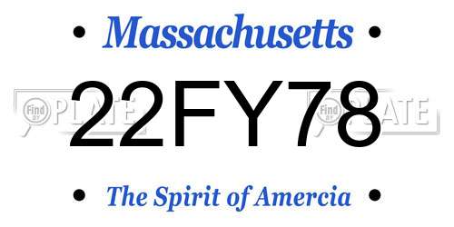 22FY78 Massachusetts License Plate