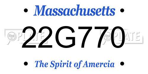 22G770 Massachusetts License Plate