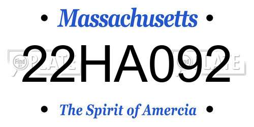 22HA092 Massachusetts License Plate